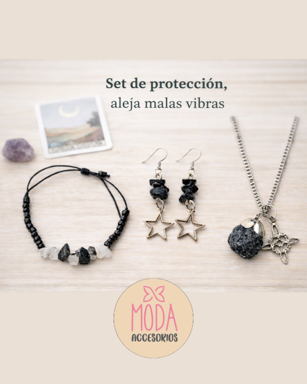 Producto - Set protección malas vibras (turmalina, onix negro)