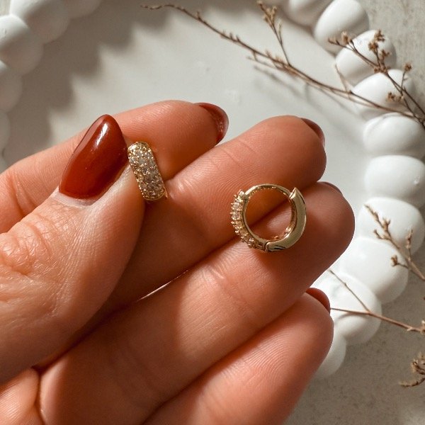 Producto - Argollitas brillitos mini acero dorado