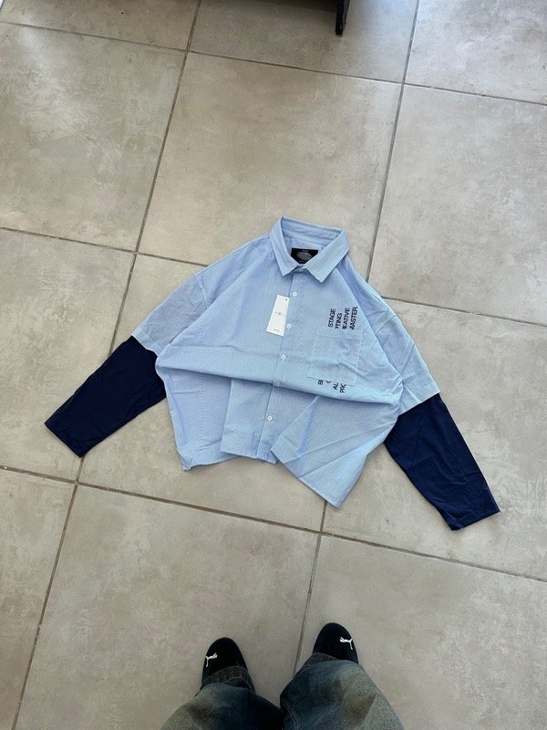 Producto - CAMISA FRANK DOBLE MANGA CELESTE