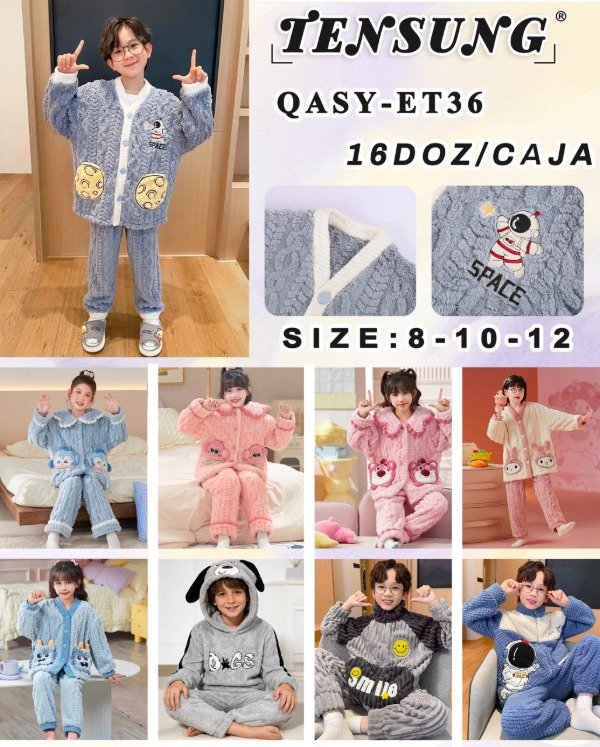Producto - PIJAMA POLAR ACANALADO OSITO NIÑO/A TENSUNG QASY-ET36 (x6)