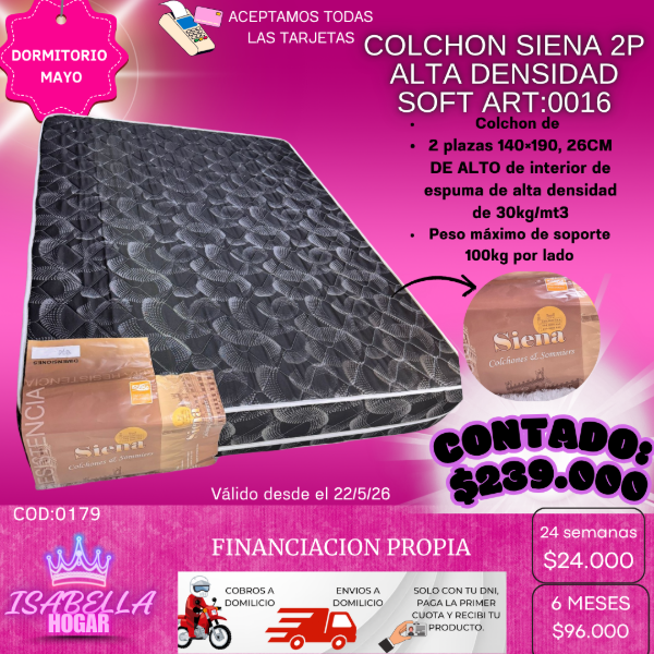 Producto - COLCHON SIENA ALTA DENSIDAD SOFT 2P