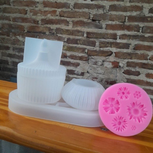 Producto - Kit mix molde:bandeja ovalada+alhajero circus+cuenco bombe+mini margaritas por 6