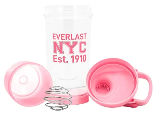 Producto - Vaso Shaker mezclador Everlast 500ml PINK con compartimientos free pba