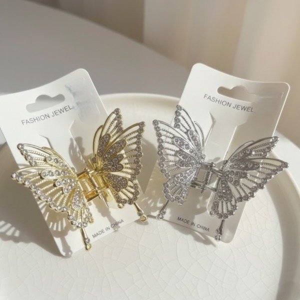 Producto - Broche metálico brillo Mariposa Dorado/Plateado 01