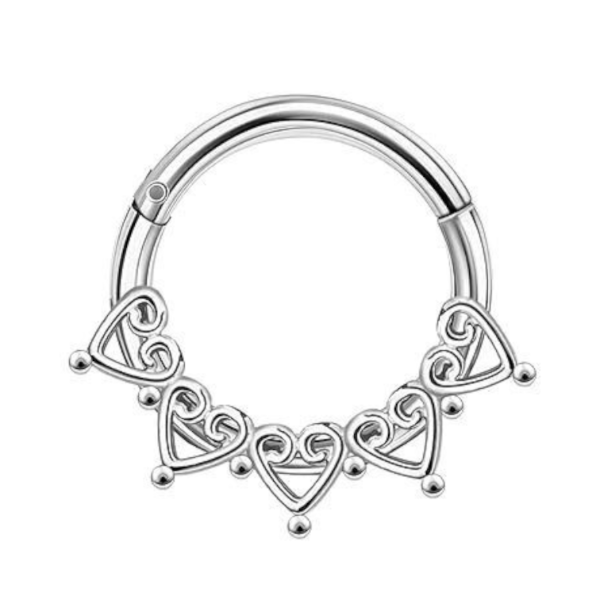 Producto - Piercing Sin Fin Clicker Corazones Acero