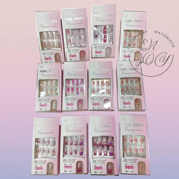 Producto - PACK X12 UÑA POSTIZA NAIL FAIRY STRASS