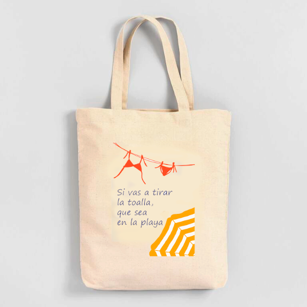 Producto - Tote bag Si vas a tirar la toalla ...sombrilla Amarilla