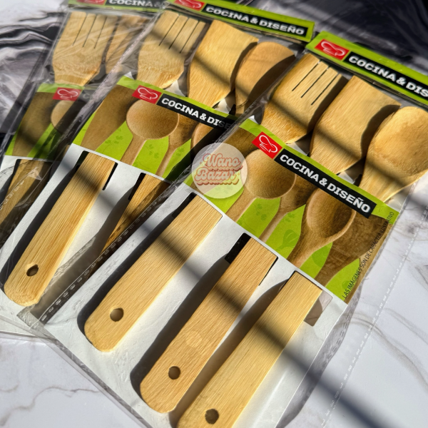 Producto - Utensilios Madera Bamboo Cocina X3