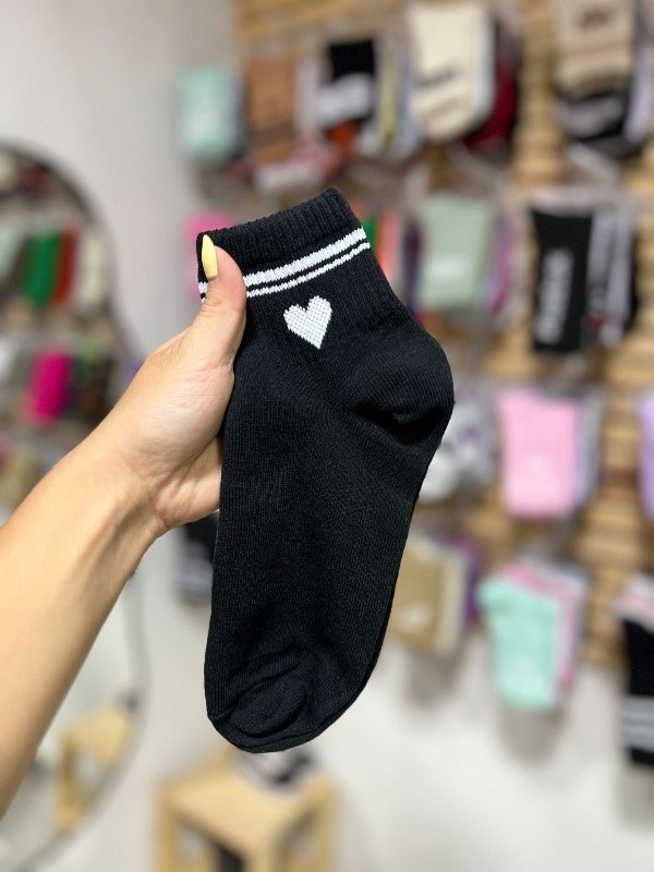 Producto - SOQUETES NEGRO CORAZÓN 2 LÍNEAS