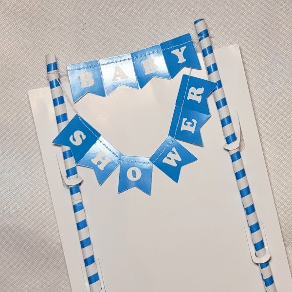 Producto - Banderin para torta BABY SHOWER celeste y blanco