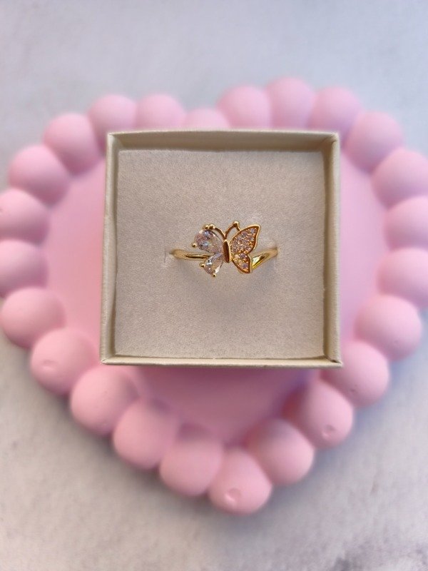 Producto - Anillo dorado Mariposa strass - 0
