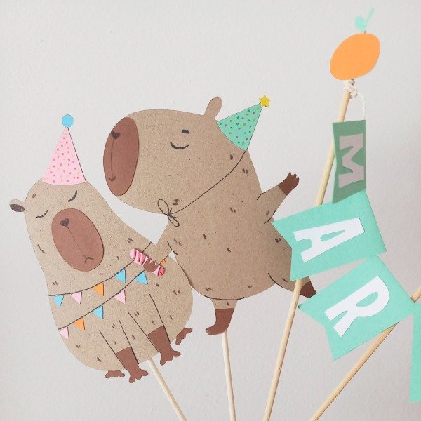 Producto - Set Cake Topper Capibara (personalizado)