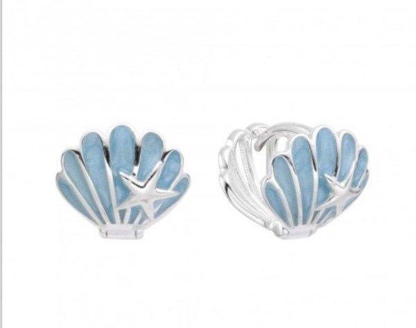 Producto - Argollitas Ostras Celestes Plata 925