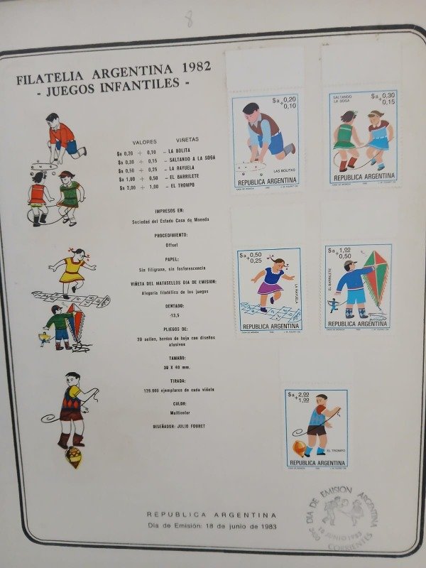 Producto - FILATELIA ARGENTINA 1982  JUEGOS INFANTILES  18 JUNIO 1983