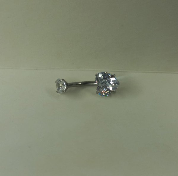 Producto - Navel doble corazón engarzado plateado varios colores
