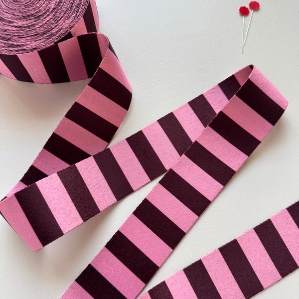 Producto - Cinta Rayada rosa y bordo pase 40 x 3mts