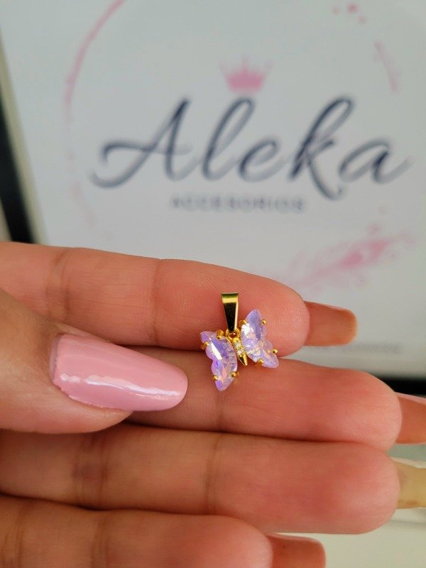 Producto - Dije mariposa tornasol de acero dorado