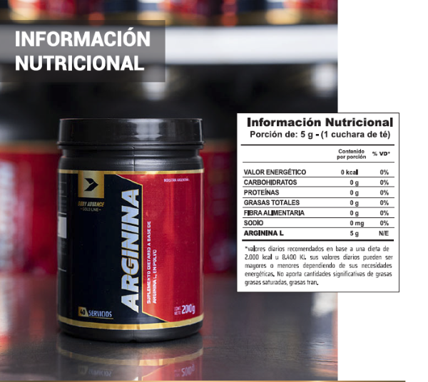 Producto - L - Arginina 200 Gr. Body Advance Precursor Oxido Nítrico - 1