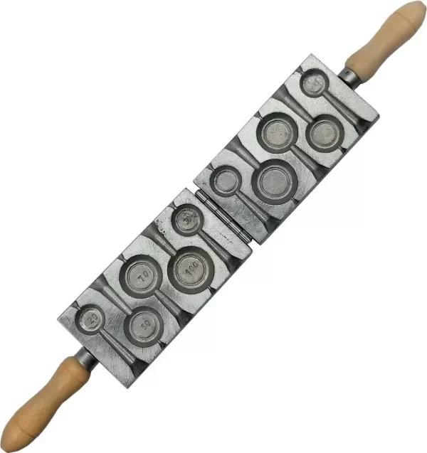 Producto - MOLDE 19 PLOMADAS MONEDA DE 20, 30, 50, 70 Y 100 GRAMOS