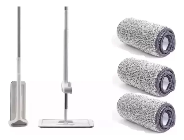 Producto - Mopa Trapeador Plano Manos Libres + 3 Repuestos