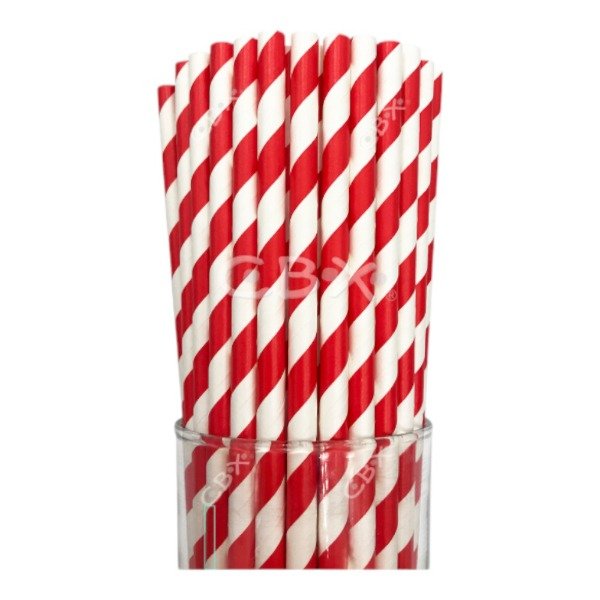 Producto - sorbete rayado rojo y blanco river x 25 un polipapel