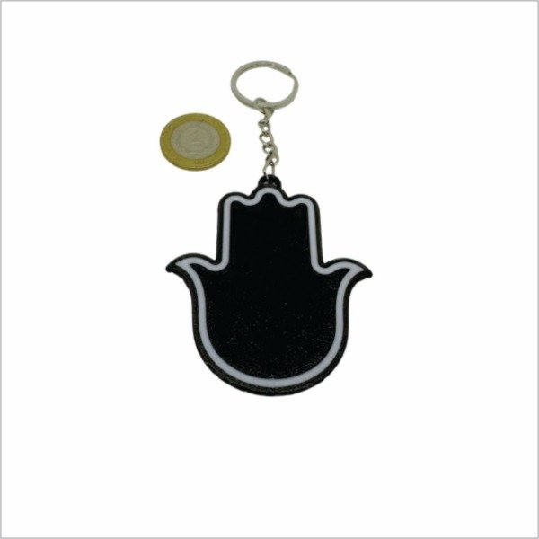Producto - Llavero Hamsa 7 cm negro y blanco