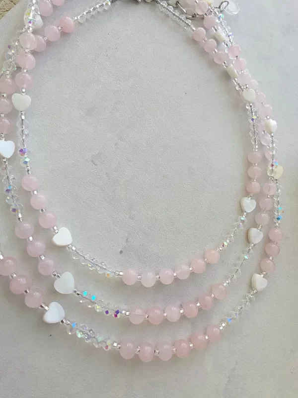 Producto - Collar cuarzo rosa y nacar