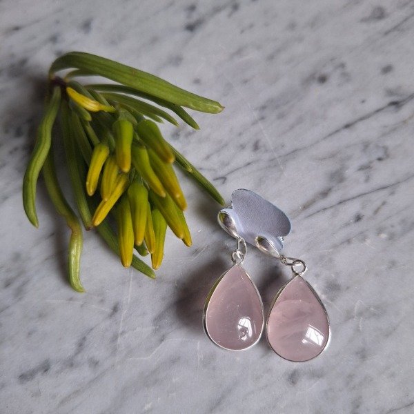 Producto - Aros Ovalo Cuarzo Rosa