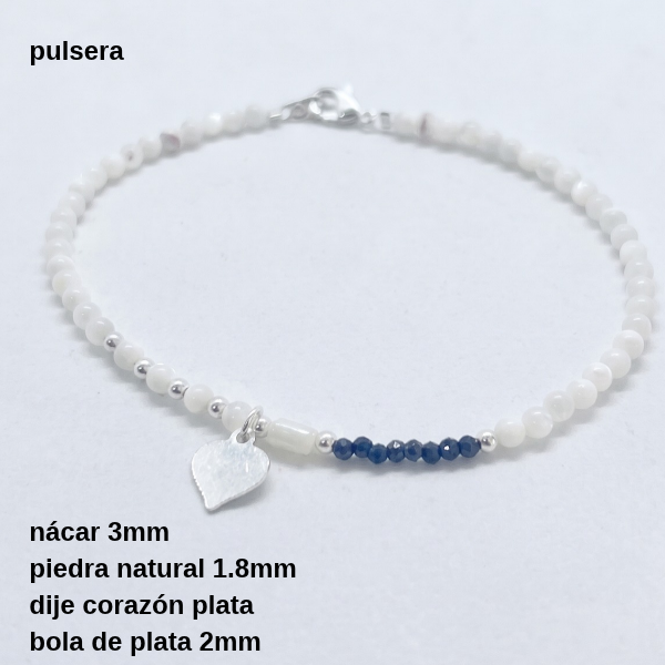 Producto - PUL #FP Pulsera nácar 3mm, piedra natural y dije corazón (DÓLAR) - 3