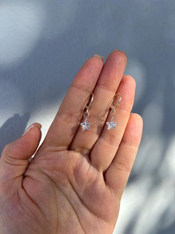 Producto - Aros argollitas ESTRELLA CRISTAL