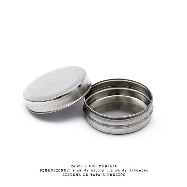 Producto - PASTILLEROS MEDIANOS DE HOJALATA CON TAPA SOMBRERO PACK 20 UNIDADES