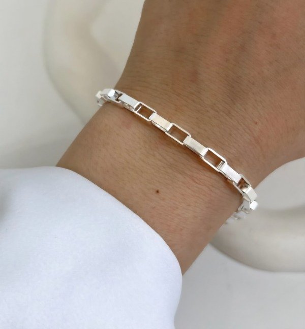 Producto - Pulsera eslabón rectangular Acero Blanco