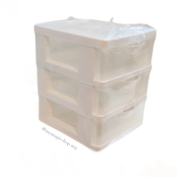 Producto - Organizador 3 cajones / blanco / transparente