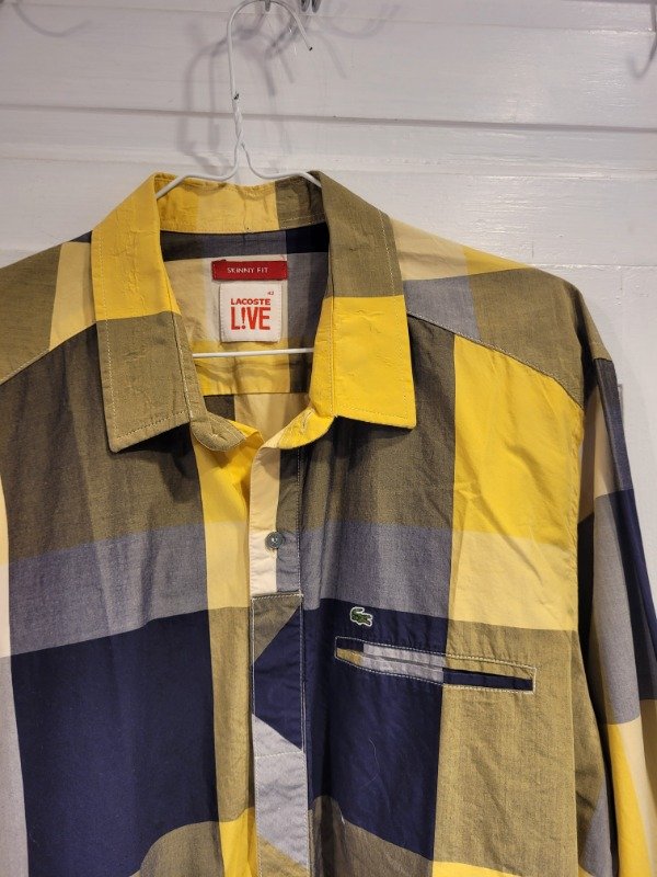 Producto - Camisa LACOSTE cuadrille azul y amarillo-Talle M- PRECIO: 72X - 1