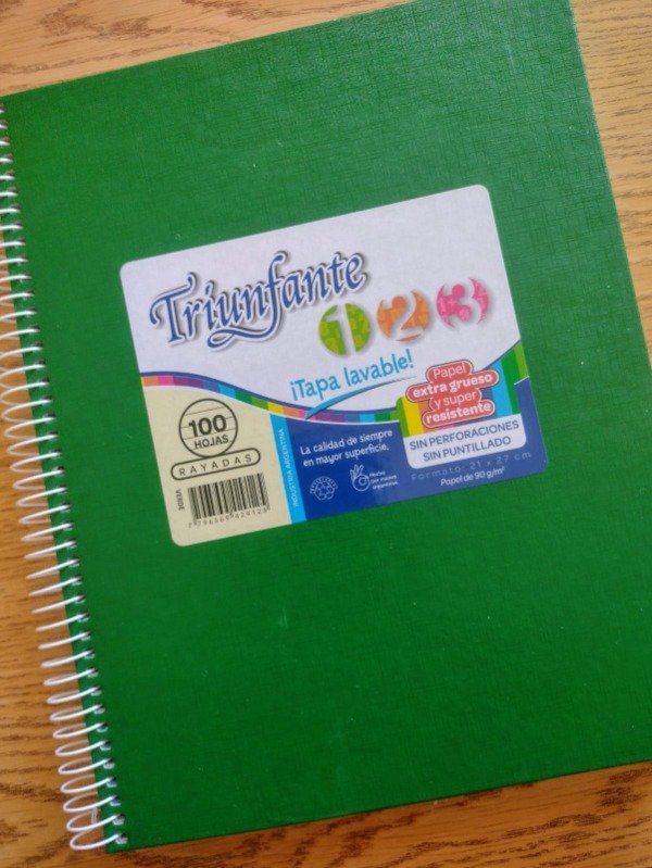 Producto - Cuaderno A4 Triunfante 21x27cm Tapa dura VERDE 100 hojas