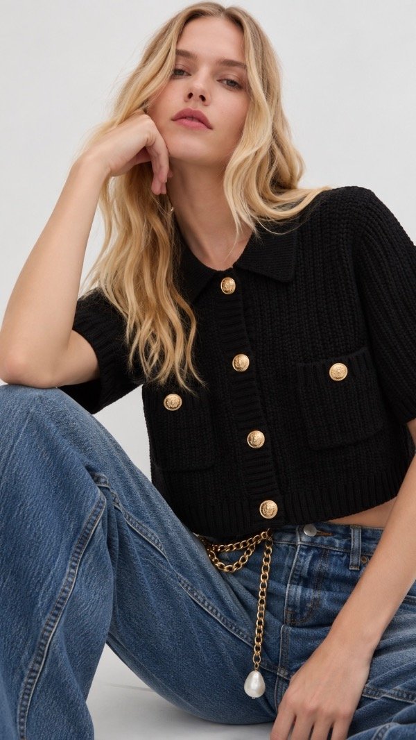 Producto - Cárdigan de punto acanalado con cuello HM - 0