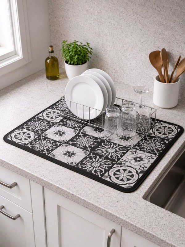Producto - Secaplatos Absorbente Mosaico Negro - 0