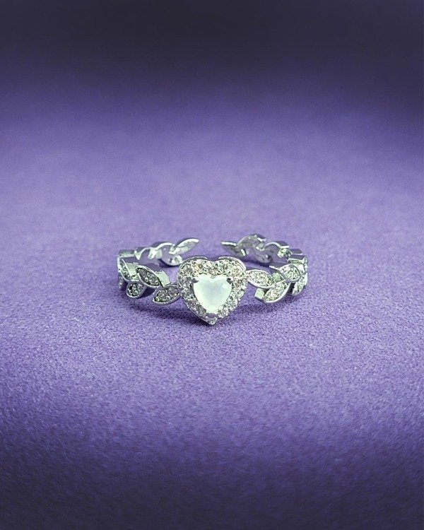 Producto - A 1047 - Anillo de Acero Quirúrgico - Corazón de cristal ramitas de cubics - 3