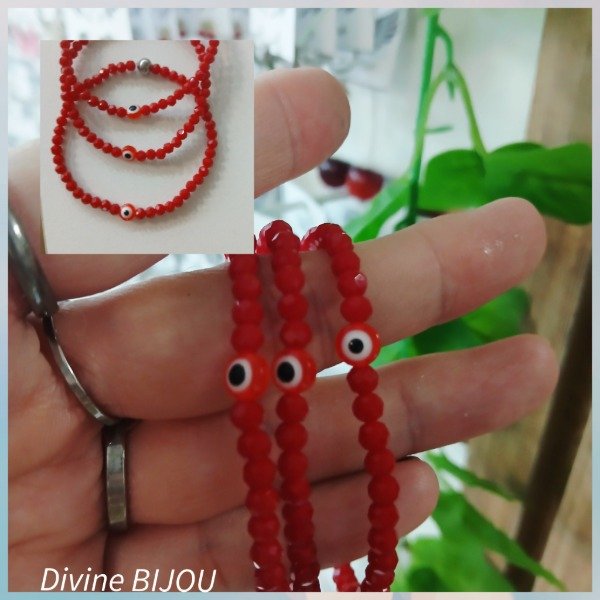 Producto - Pulsera elástica cristal rojo ojito