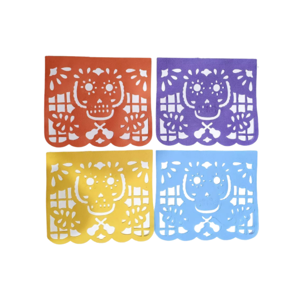 Producto - Guirnalda de friselina mexicana calavera calada multicolor