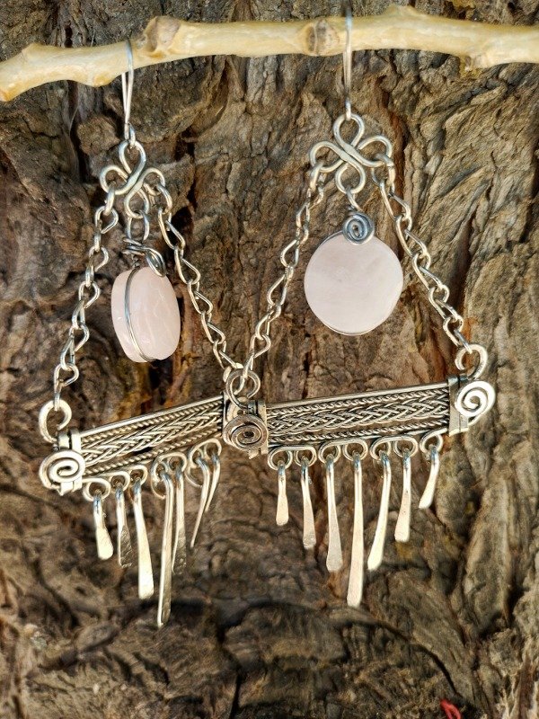 Producto - Aros filigrana cuarzo rosa