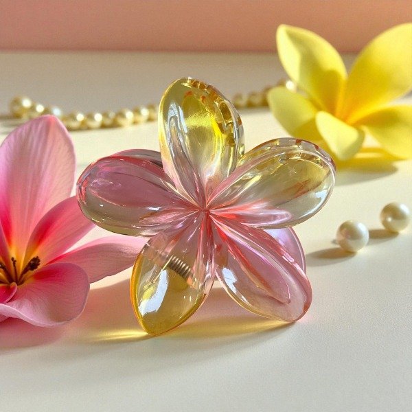 Producto - Broche HawaianaTraslucido Amarillo Rosa