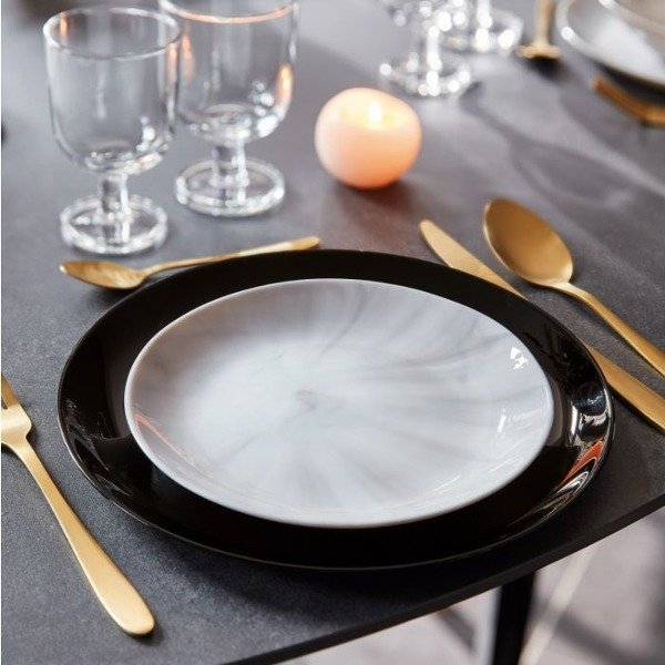Producto - Plato Playo 25 Cm Luminarc Modelo Diwali Vidrio Templado Negro