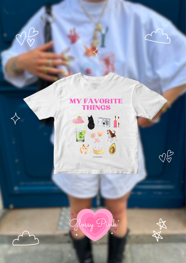 Remera baby tee my favorite things personalizada
