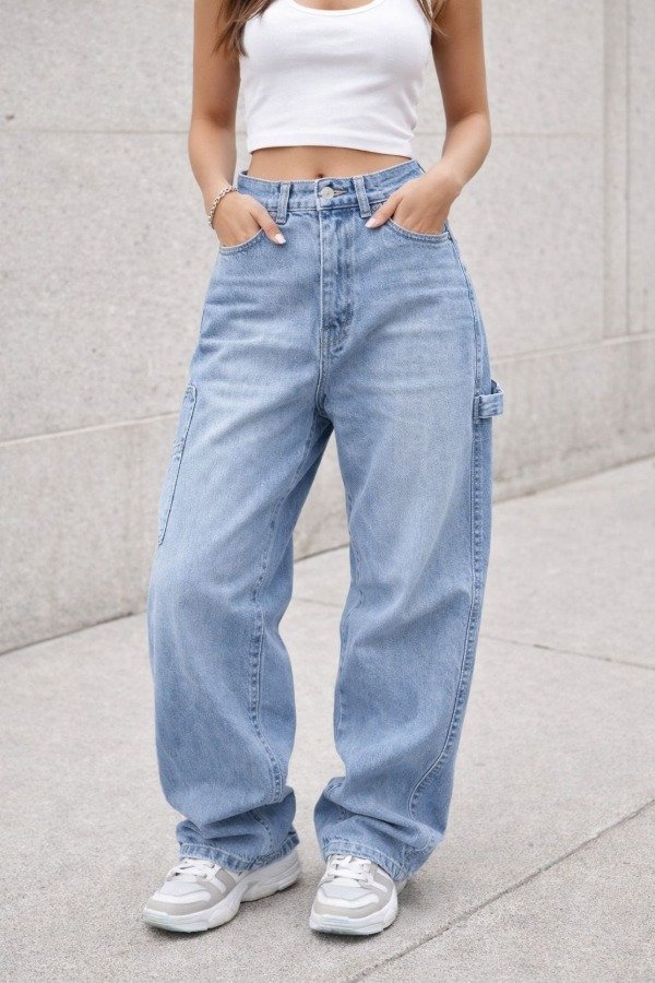 Producto - JEANS BAGGY CARPINTERO CELESTE