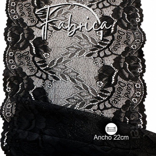 Producto - PS332 Puntilla Negra. Medida: 22cm (por metro)