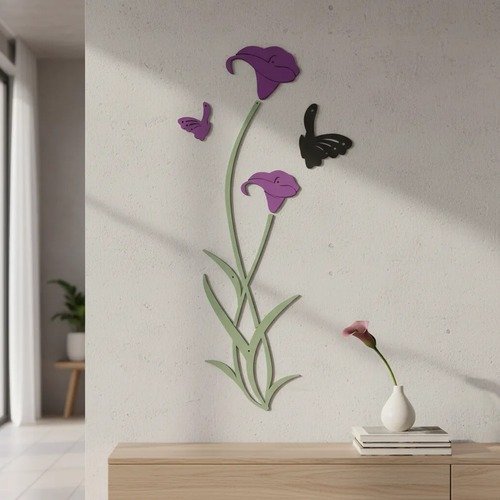 Producto - Cuadro Decorativo Pared Florero Cala Mdf - 3