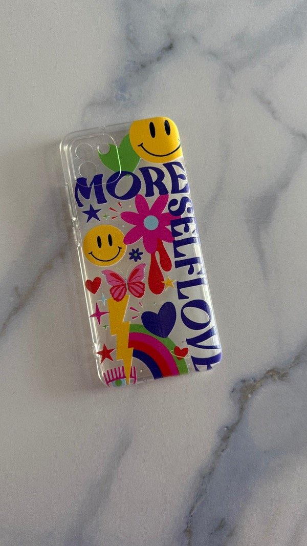 Producto - Funda transparente con diseño caritas A03
