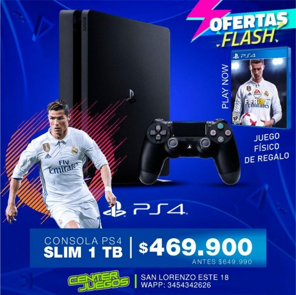 Producto - CONSOLA PS4 SLIM 1TB CON JUEGO FISICO FIFA 18