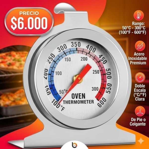 Producto - TERMOMETRO PARA HORNO INTERIOR - ACERO INOXIDABLE